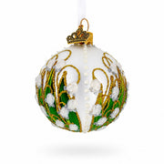 Lily of the Valley on Silver Glass Ball Christmas Ornament
