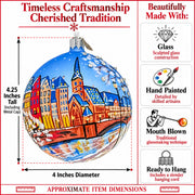 Strasbourg, France Cityscape Translucent Glass Ball Christmas Ornament