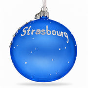 Strasbourg, France Cityscape Translucent Glass Ball Christmas Ornament