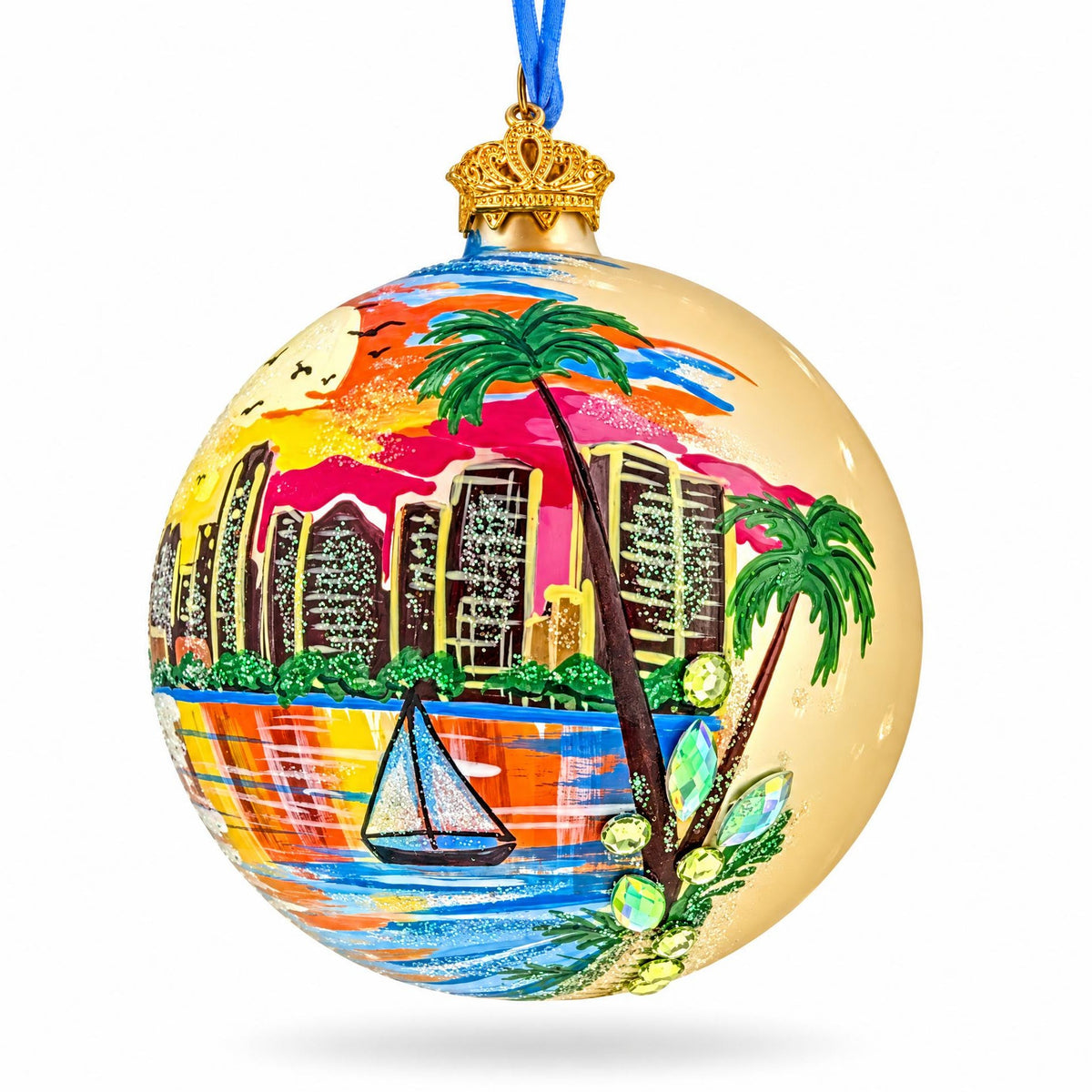 San Diego, USA Skyline Glass Ball Christmas Ornament