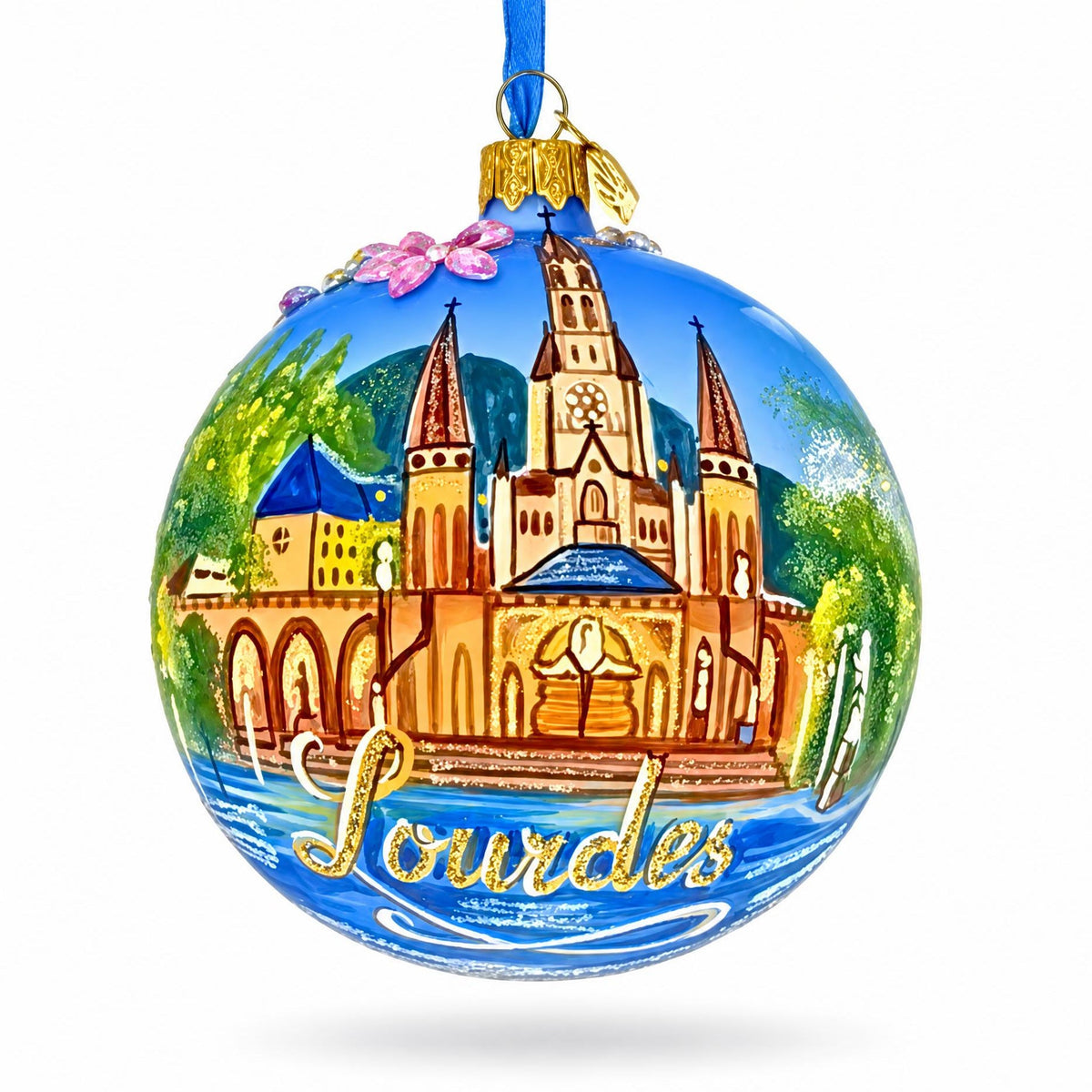 Lourdes, France Translucent Glass Ball Christmas Ornament