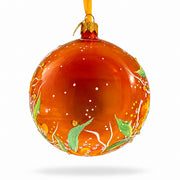 Golden Daisy Garden Blossom Translucent Glass Ball Christmas Ornament