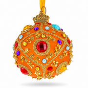 Boutique Amber Jewel Medallion Glass Ball Christmas Ornament