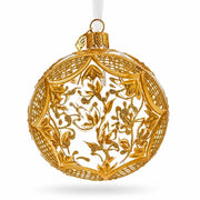 Golden Leaf Filigree Clear Glass Ball Christmas Ornament