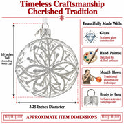 Silver Glitter Snowflake Clear Glass Ball Christmas Ornament
