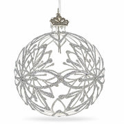 Silver Glitter Snowflake Clear Glass Ball Christmas Ornament