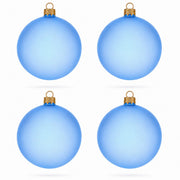 Set of 4 Translucent Light Blue Glass Ball Christmas Ornaments (019)