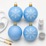 Set of 4 Translucent Light Blue Glass Ball Christmas Ornaments (019)