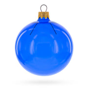Set of 6 Translucent Glossy Blue Glass Ball Christmas Ornaments (047)