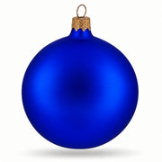 Set of 4 Thick Blue Glass Ball Christmas Ornaments 4 Inches (004)