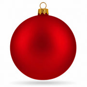 Set of 4 Thick Red Glass Ball Christmas Ornaments 4 Inches (014)