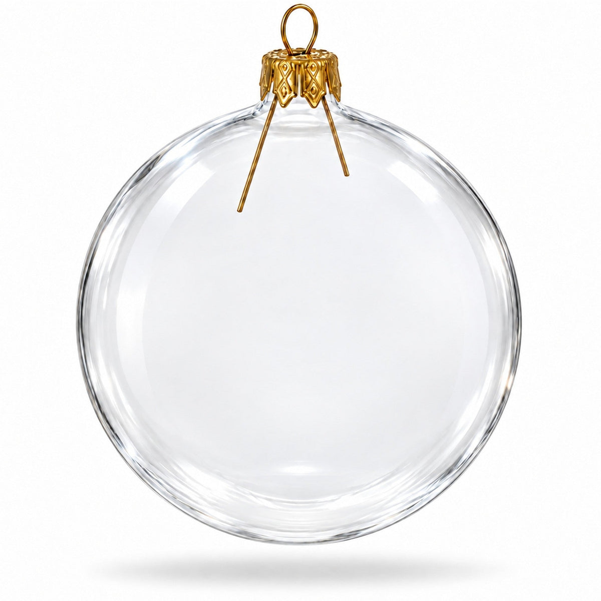 Set of 4 Clear Glass Ball Christmas Ornaments Thick Glass 4 Inches (015)