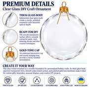Set of 4 Clear Glass Ball Christmas Ornaments Thick Glass 4 Inches (015)