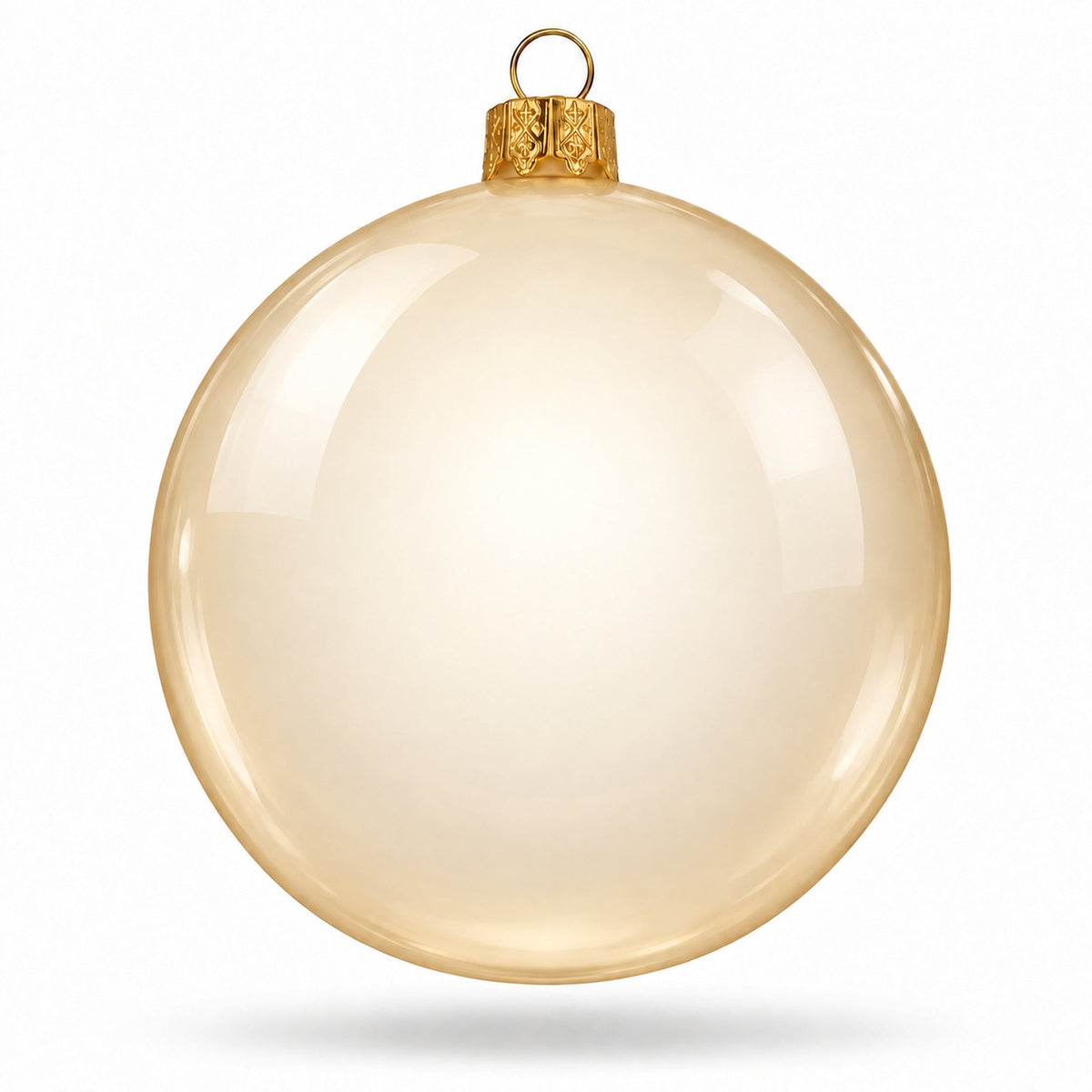 Set of 4 Translucent Glossy Ivory Glass Ball Christmas Ornaments (017)