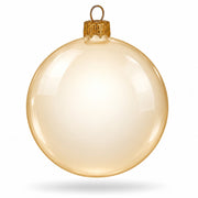 Set of 4 Translucent Glossy Ivory Glass Ball Christmas Ornaments (017)