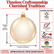 Set of 4 Translucent Glossy Ivory Glass Ball Christmas Ornaments (017)