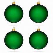 Set of 4 Translucent Green Glass Ball Christmas Ornaments 4 Inches (018)