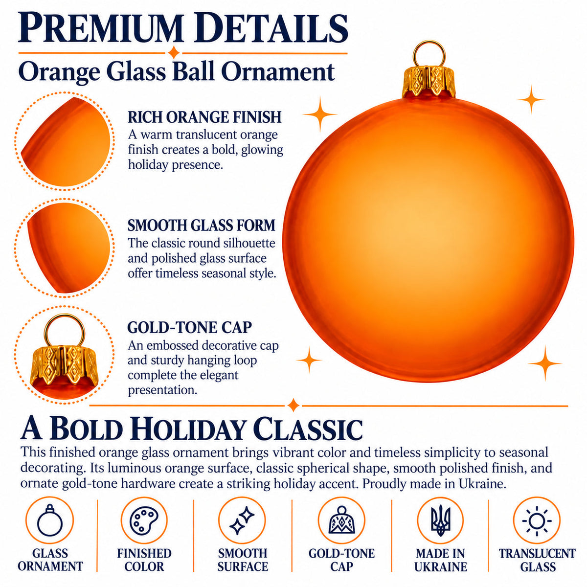 Set of 4 Translucent Gold Glass Ball Christmas Ornaments 4 Inches (020)