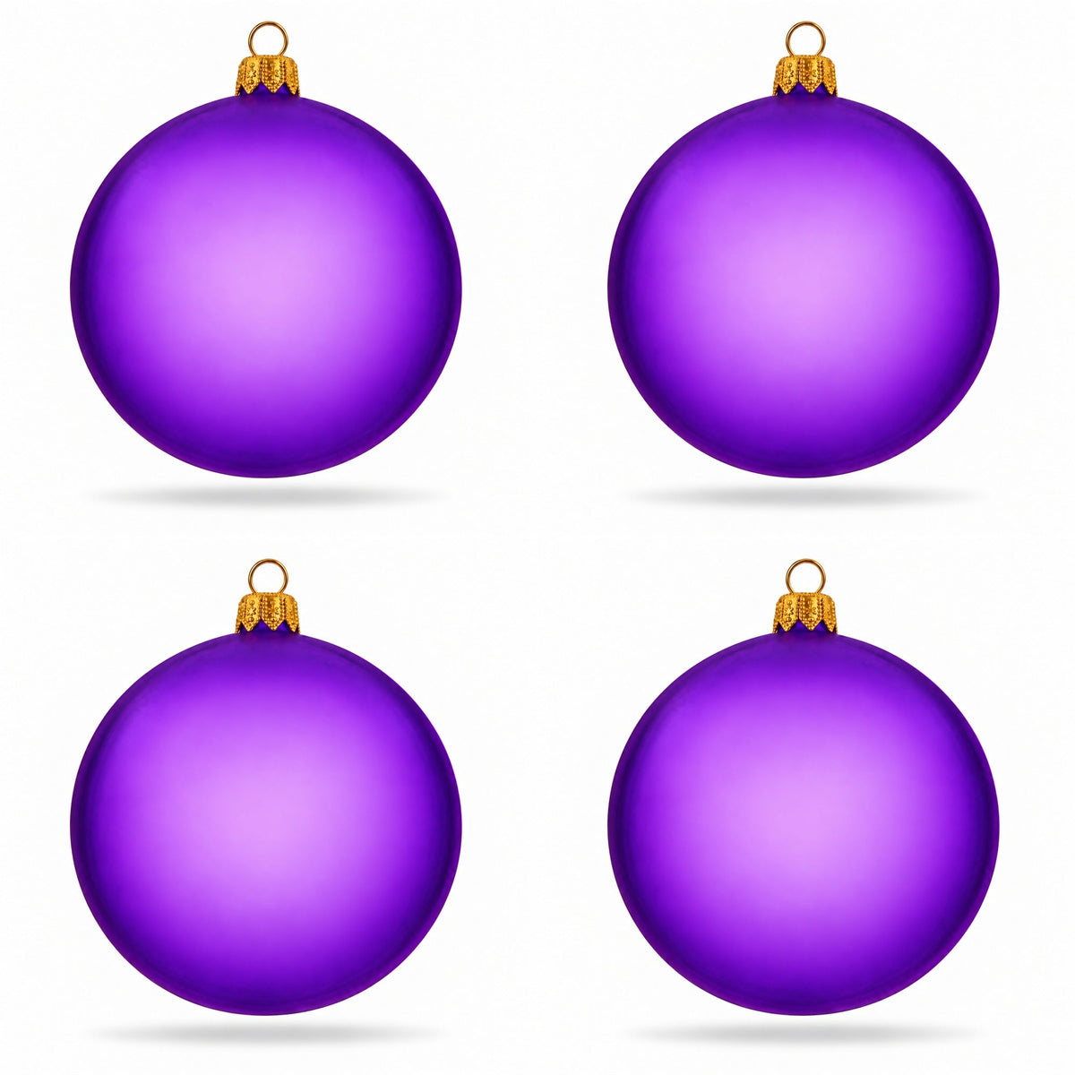 Set of 4 Translucent Purple Glass Ball Christmas Ornaments 4 Inches (021)