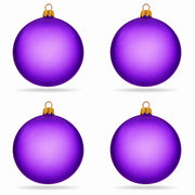 Set of 4 Translucent Purple Glass Ball Christmas Ornaments 4 Inches (021)