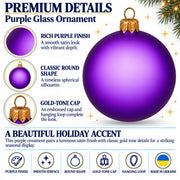 Set of 4 Translucent Purple Glass Ball Christmas Ornaments 4 Inches (021)