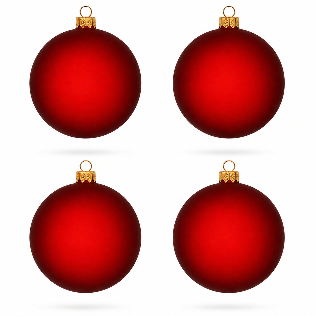 Set of 4 Translucent Red Glass Ball Christmas Ornaments 4 Inches (022)