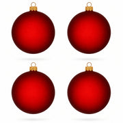 Set of 4 Translucent Red Glass Ball Christmas Ornaments 4 Inches (022)