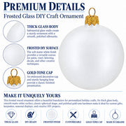 Set of 4 Thick White Glass Ball Christmas Ornaments 4 Inches (025)