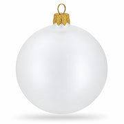 Set of 4 Thick White Glass Ball Christmas Ornaments 4 Inches (025)