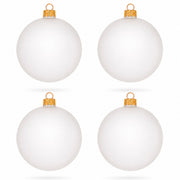 Set of 4 Translucent White Glass Ball Christmas Ornaments 4 Inches (023)