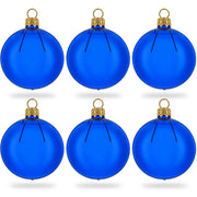 Set of 6 Translucent Glossy Blue Glass Ball Christmas Ornaments 2. (026)
