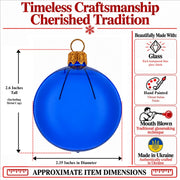 Set of 6 Translucent Glossy Blue Glass Ball Christmas Ornaments 2. (026)