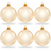 Set of 6 Translucent Glossy Ivory Glass Ball Christmas Ornaments 2. (027)