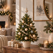 Set of 6 Translucent Glossy Ivory Glass Ball Christmas Ornaments 2. (027)