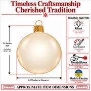 Set of 6 Translucent Glossy Ivory Glass Ball Christmas Ornaments 2. (027)