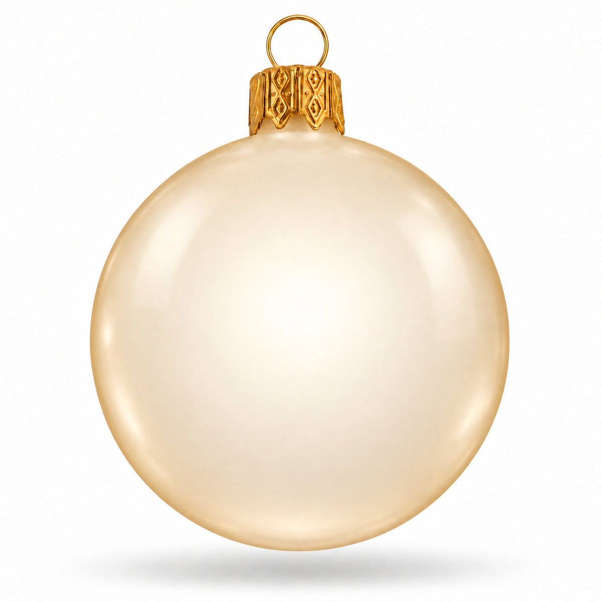 Set of 6 Translucent Glossy Ivory Glass Ball Christmas Ornaments 2. (027)