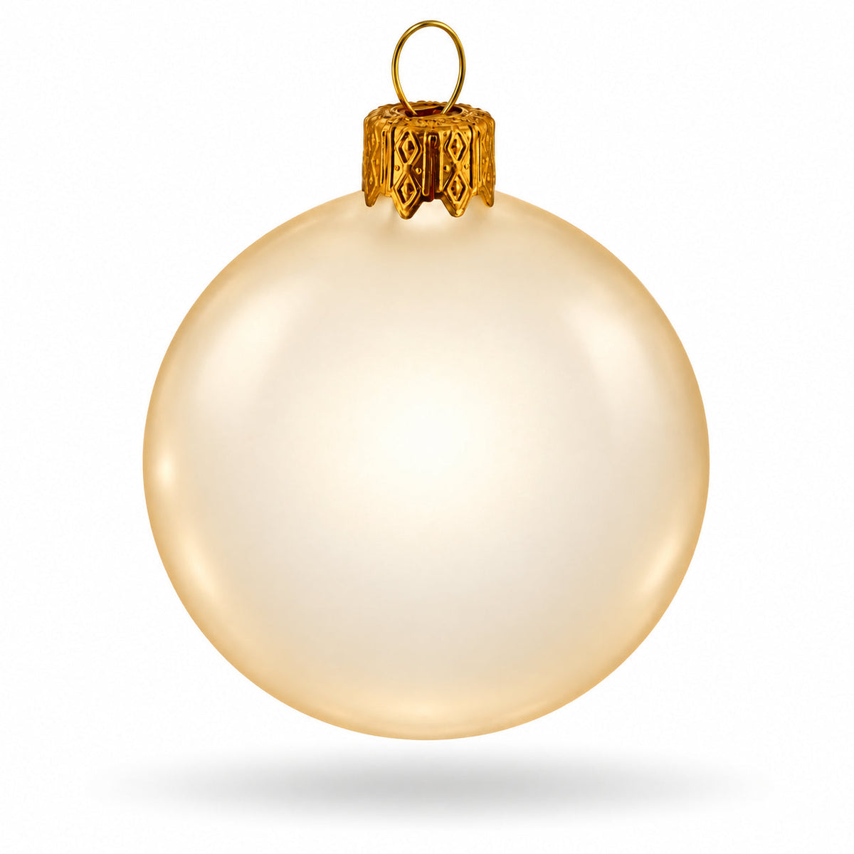 Set of 6 Translucent Glossy Ivory Glass Ball Christmas Ornaments 2. (027)