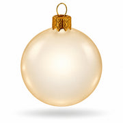 Set of 6 Translucent Glossy Ivory Glass Ball Christmas Ornaments 2. (027)
