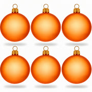 Set of 6 Translucent Orange Glass Ball Christmas Ornaments 2.4 Inches (030)