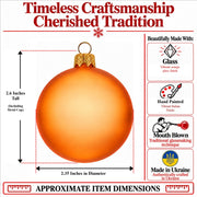 Set of 6 Translucent Orange Glass Ball Christmas Ornaments 2.4 Inches (030)