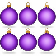 Set of 6 Translucent Purple Glass Ball Christmas Ornaments 2.4 Inches (031)