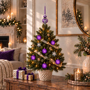 Set of 6 Translucent Purple Glass Ball Christmas Ornaments 2.4 Inches (031)