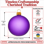 Set of 6 Translucent Purple Glass Ball Christmas Ornaments 2.4 Inches (031)