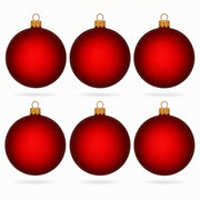 Set of 6 Translucent Red Glass Ball Christmas Ornaments (032)