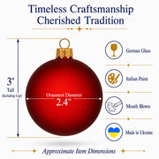 Set of 6 Translucent Red Glass Ball Christmas Ornaments (032)