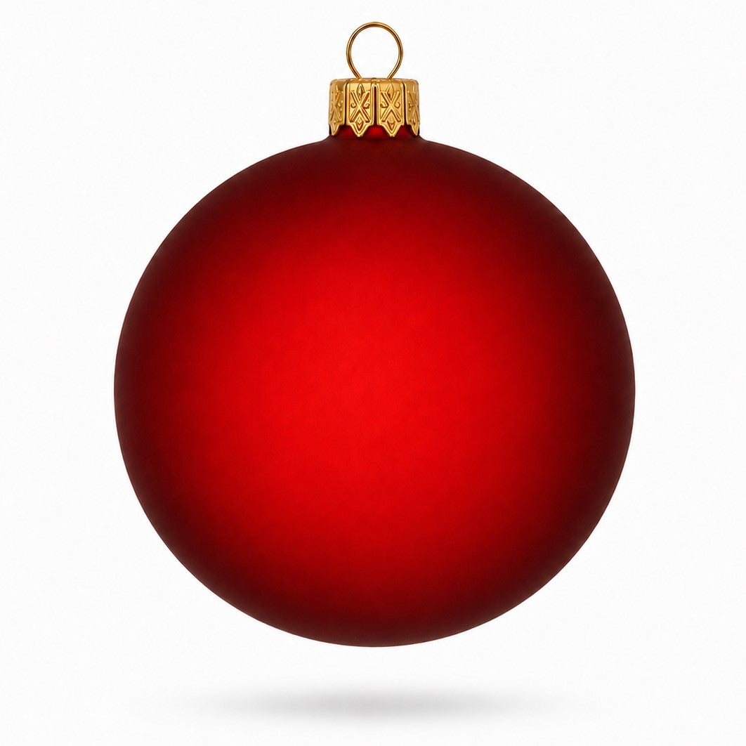 Set of 4 Translucent Red Glass Ball Christmas Ornaments 4 Inches (022)