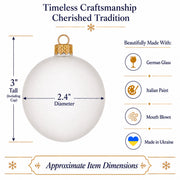 Set of 6 Translucent White Glass Ball Christmas Ornaments (033)