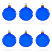 Set of 6 Translucent Glossy Blue Glass Ball Christmas Ornaments (047)