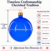 Set of 6 Translucent Glossy Blue Glass Ball Christmas Ornaments (047)