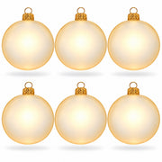 Set of 6 Translucent Ivory Glass Ball Christmas Ornaments (048)